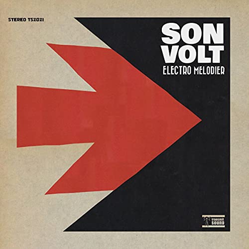 Son Volt album cover: "Electro Melodier" with red arrow and black shapes.
