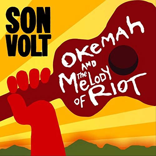 Son Volt album cover: red guitar with text on yellow and green background.
