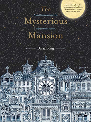 Book cover: intricately illustrated blue mansion with a large clock.