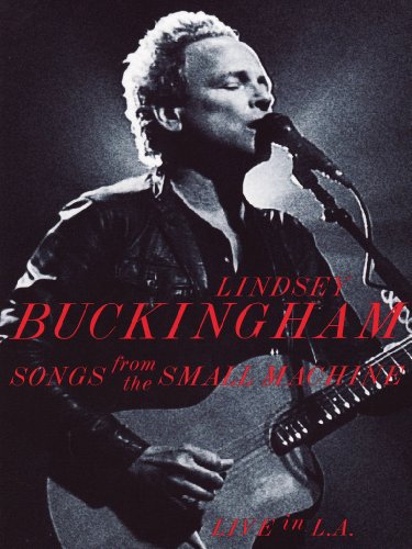 Lindsey Buckingham performing live with a guitar and microphone.