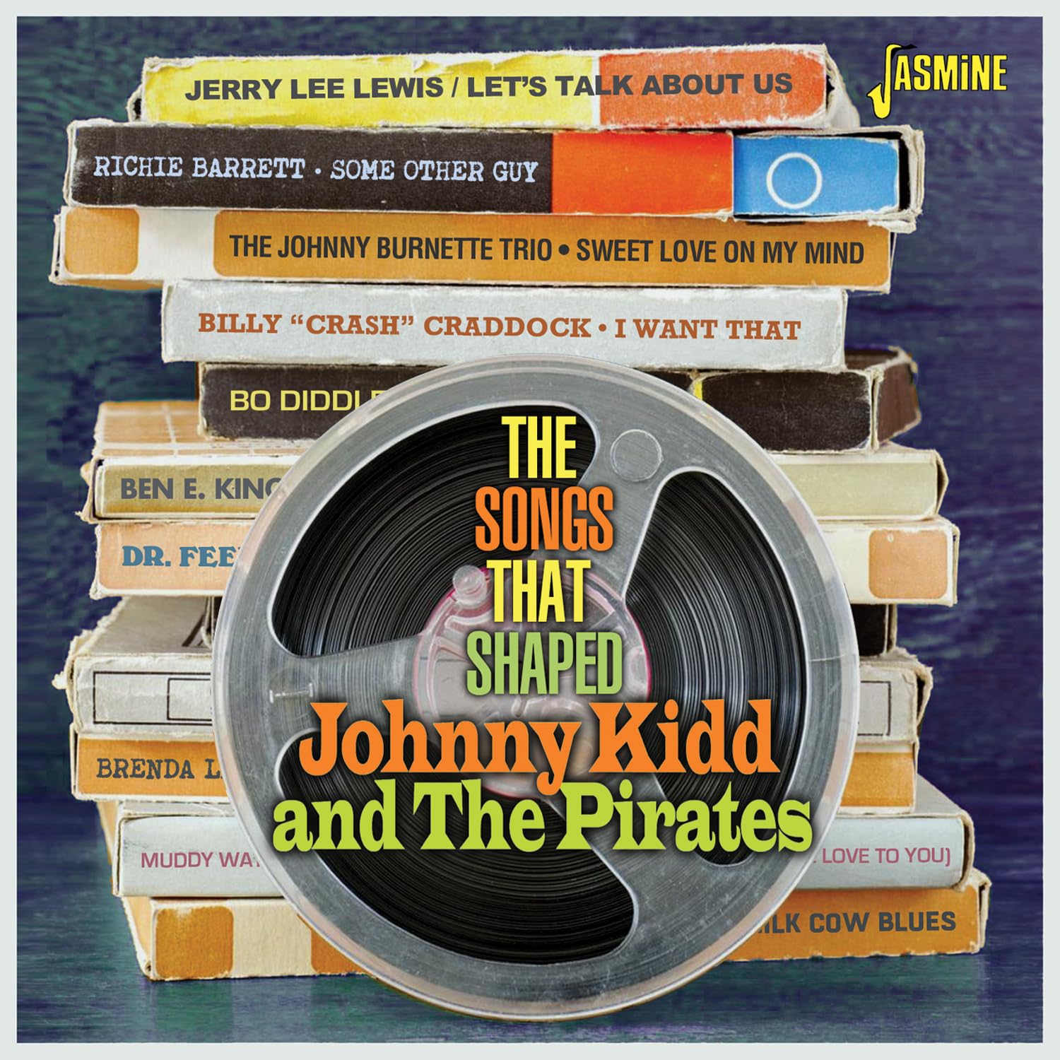 CD cover for Johnny Kidd & The Pirates with stacked vinyl records.