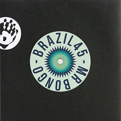 Black vinyl record label with “BRAZIL45 - MARBONGO” text and sunburst design.
