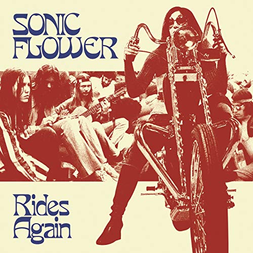 CD cover: woman on a motorcycle with a group of people.