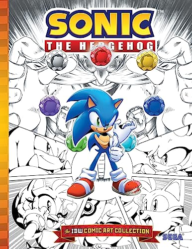 Sonic the Hedgehog comic art collection cover, featuring blue hedgehog and gems.
