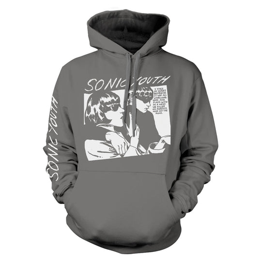 Grey hoodie featuring the Sonic Youth "Goo" album cover artwork.