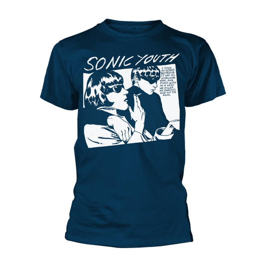 Navy t-shirt featuring the Sonic Youth “Goo” album cover illustration.