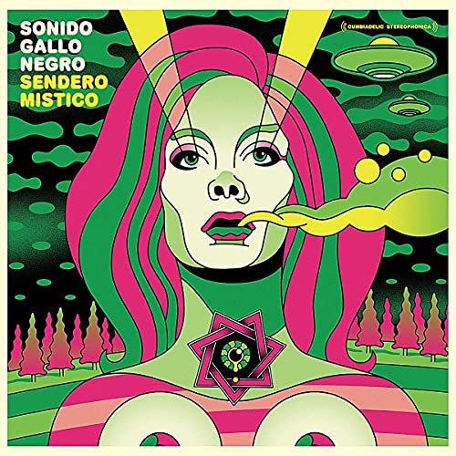 CD cover: psychedelic portrait of a woman with swirling green and pink lines.
