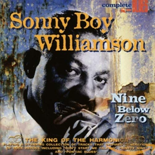 Sonny Boy Williamson album cover, close-up portrait with harmonica.
