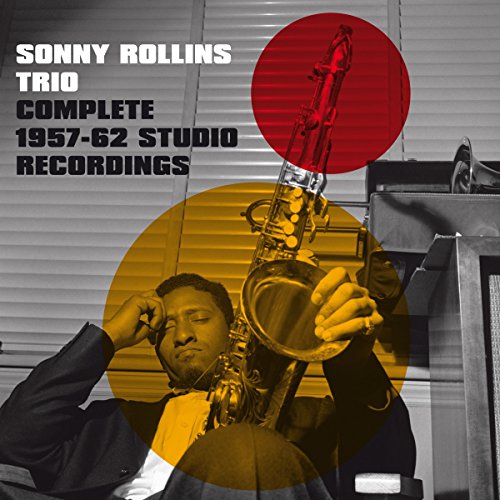 Album cover featuring Sonny Rollins holding a saxophone, with text and circular overlays.