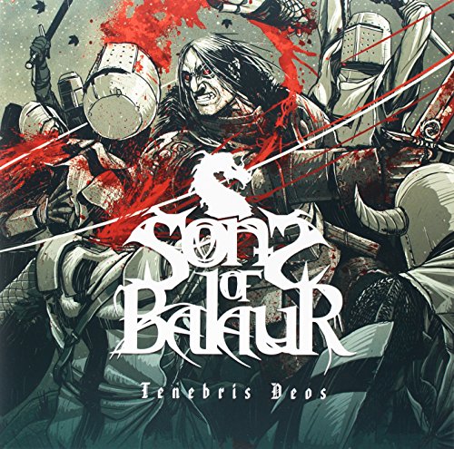 Album cover for Sons Of Balaur - Tenebris Deos, illustrated with knights and blood.