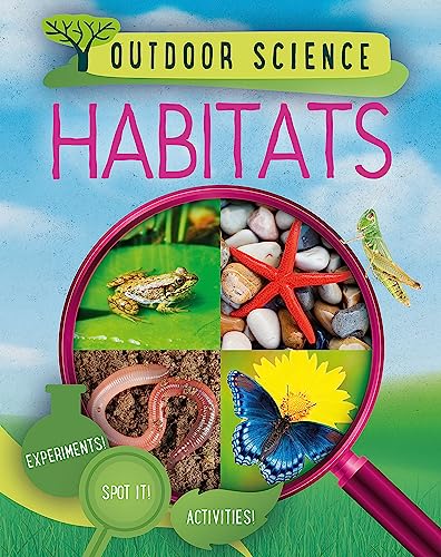 Book cover featuring animals and plants viewed through a magnifying glass.
