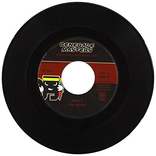 Black vinyl record label with text “Soom T And Echorek - Our World.”