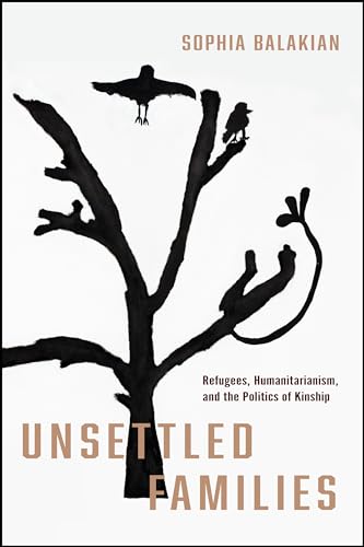 Book cover with black branches, birds, and the title “Unsettled Families.”