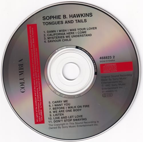 Sophie B. Hawkins’ “Tongues And Tails” CD with tracklist details.