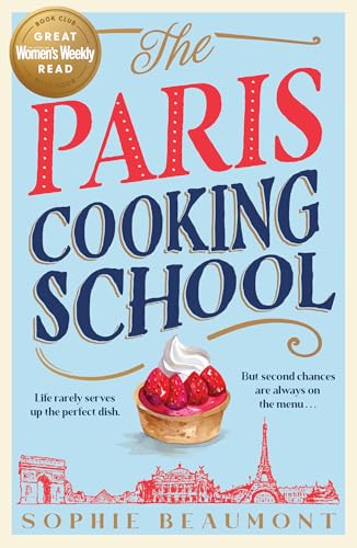 Book cover: "The Paris Cooking School" with pastry, Eiffel Tower, and text.