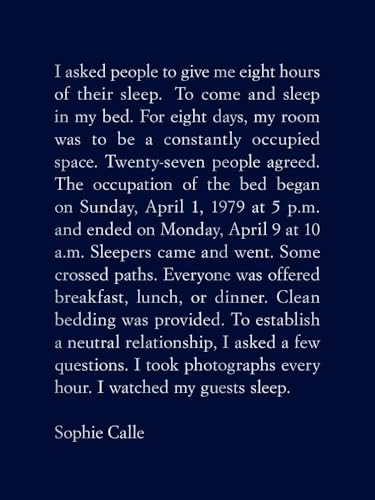 Dark blue background with white text describing a performance art project.