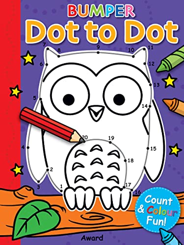 Bumper" book cover with a dot-to-dot owl, pencils, and stars.