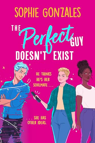 Book cover with three illustrated characters against a bright pink background.