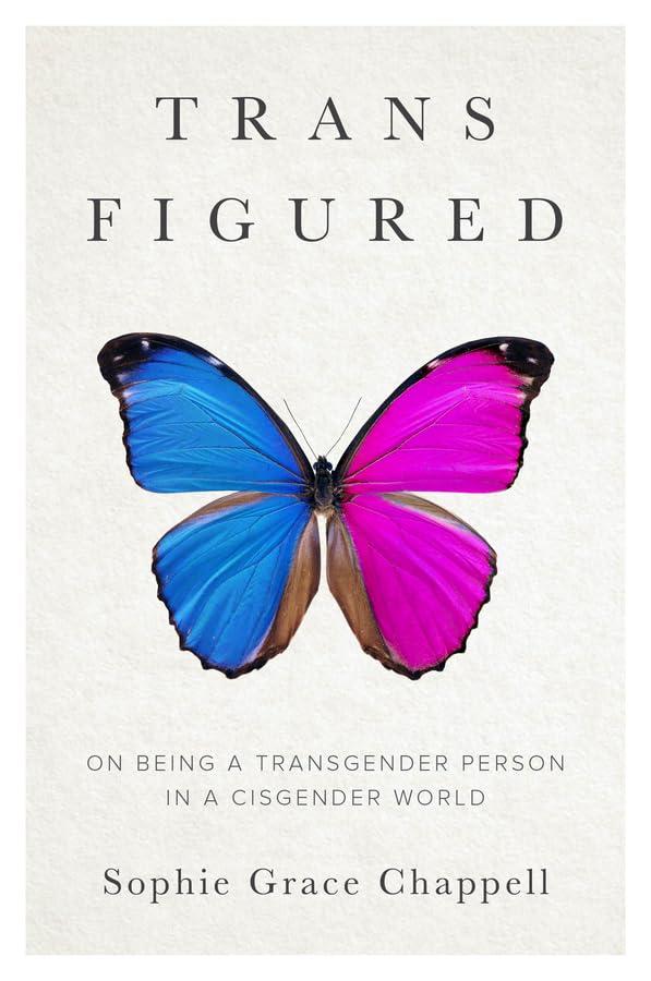Book cover with title "Trans Figured" and a blue and pink butterfly.