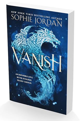 Book cover for “Vanish” by Sophie Jordan, featuring a blue, ornate wolf design.