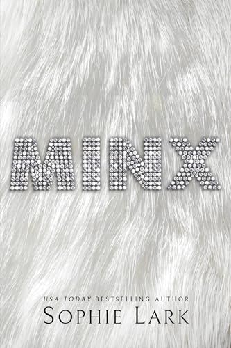 Book cover for “Minx” with sparkly title on a white fur background.