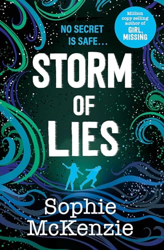 Book cover for Storm of Lies by Sophie McKenzie featuring swirling blue and green patterns.