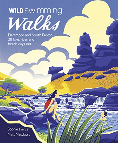 Book cover featuring an illustration of people swimming in a rocky river landscape.
