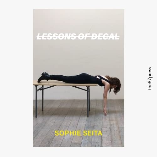 Book cover: woman lying on a table, titled "Lessons of Decal".