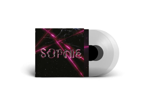Clear vinyl LP of SOPHIE’s album with abstract pink and purple cover art.