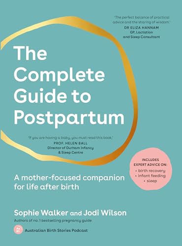Book cover titled The Complete Guide to Postpartum by Sophie Walker and Jodi Wilson.