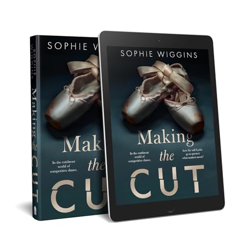 Book cover and digital tablet displaying “Making the Cut” with ballet shoes.