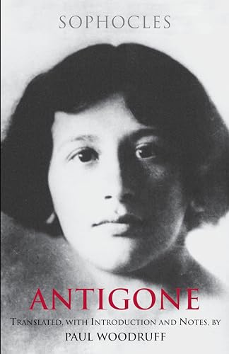 Book cover of "Antigone" featuring a black and white portrait of a woman.