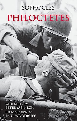 Book cover: "Philoctetes" with a black and white war photograph.