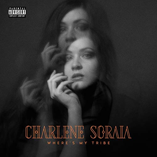 Black and white album cover with a woman's portrait and orange text overlay.