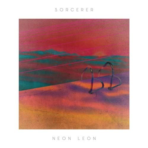 The image shows a vinyl record cover with a surreal, abstract design. Here is a concise, descriptive alt text: "Vinyl record cover with abstract, multicolored landscape and metal sculpture."
