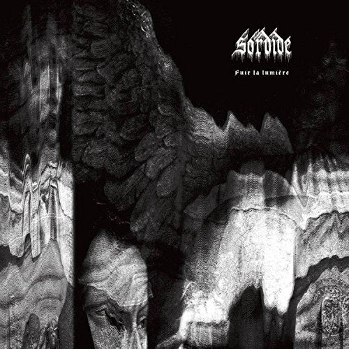 Dark, textured album cover with distorted figures and band name "Sordide".