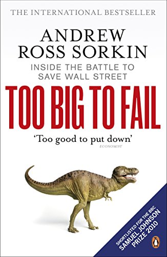 "Book cover of 'Too Big to Fail' with a dinosaur and text on a beige background."