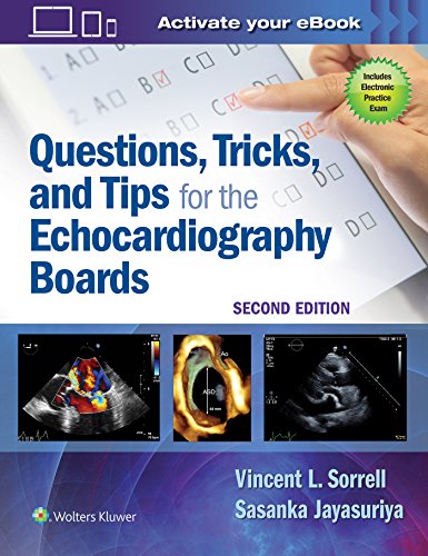 Book cover: "Questions, Tricks, and Tips for the Echocardiography Boards," second edition.