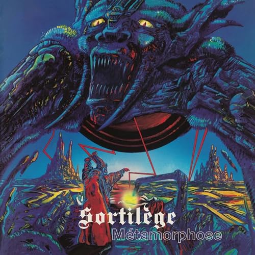 CD cover: monstrous creature, red landscape, and text “Sortilège Métamorphose”.