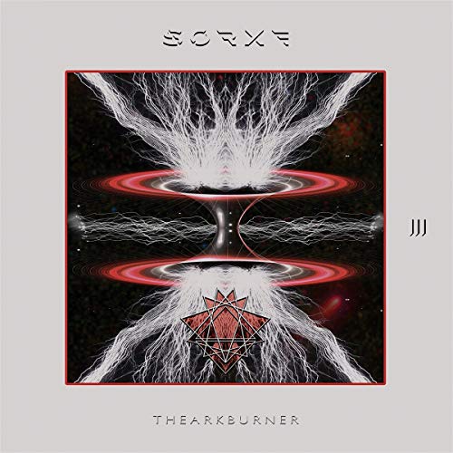 Album cover for Sorxe - The Ark Burner, with abstract red and white design.