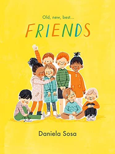Book cover with illustrated diverse group of children, titled "Friends".