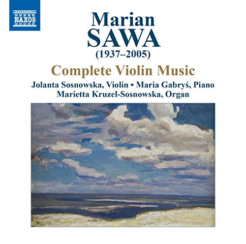 CD cover for Marian Sawa’s Complete Violin Music with seascape painting.