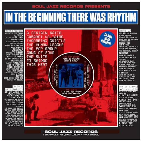 Vinyl record cover: red and black collage with band names and figures.