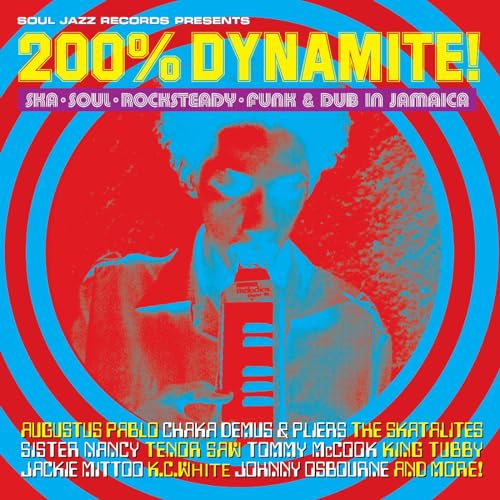 CD cover: swirling blue and red with a silhouetted figure holding a radio.
