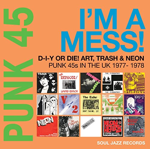 CD cover for "Punk 45: I'm A Mess!", featuring band photos and record sleeves.