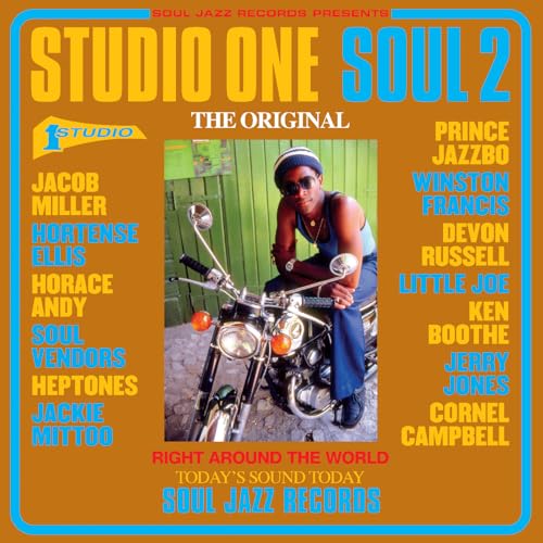 Yellow vinyl record cover featuring a man on a motorcycle.