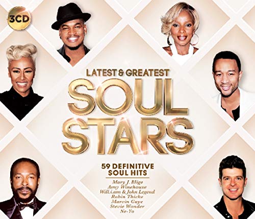 CD cover for Soul Stars featuring portraits of soul artists around gold text.