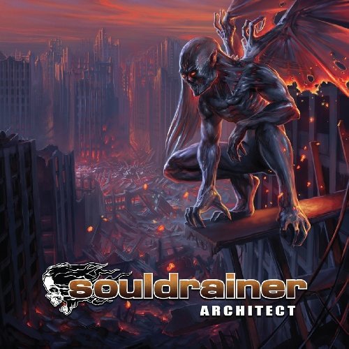 CD cover art featuring a dark, winged figure overlooking a ruined city.