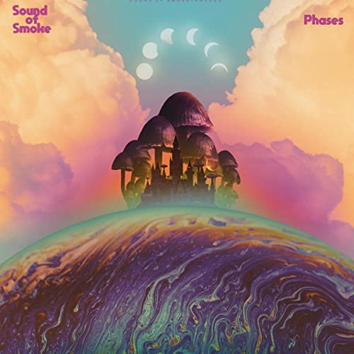 CD cover: surreal landscape with mushrooms, clouds, and a colorful horizon.
