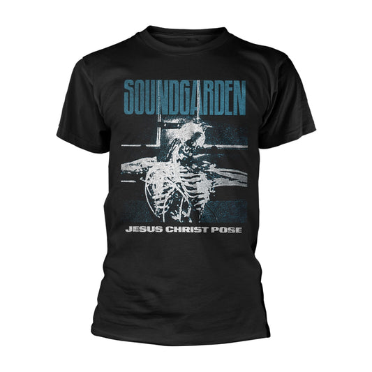 Black t-shirt with Soundgarden’s “Jesus Christ Pose” album artwork.